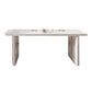 Table de salle à manger rectangulaire à double caisson Table de salle à manger en pierre et bois