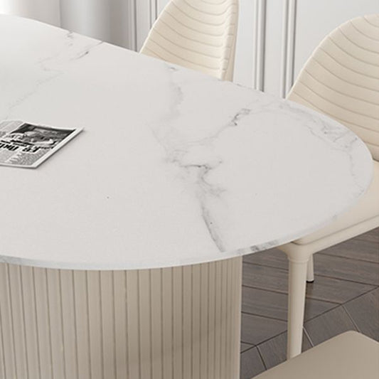 Oval Stone Top Esstisch traditioneller Luxus -Esstisch für Küche