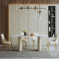 1/4/6/7/9-delige rechthoekige eetset Eettafel met gesinterd stenen blad en leren stoelen