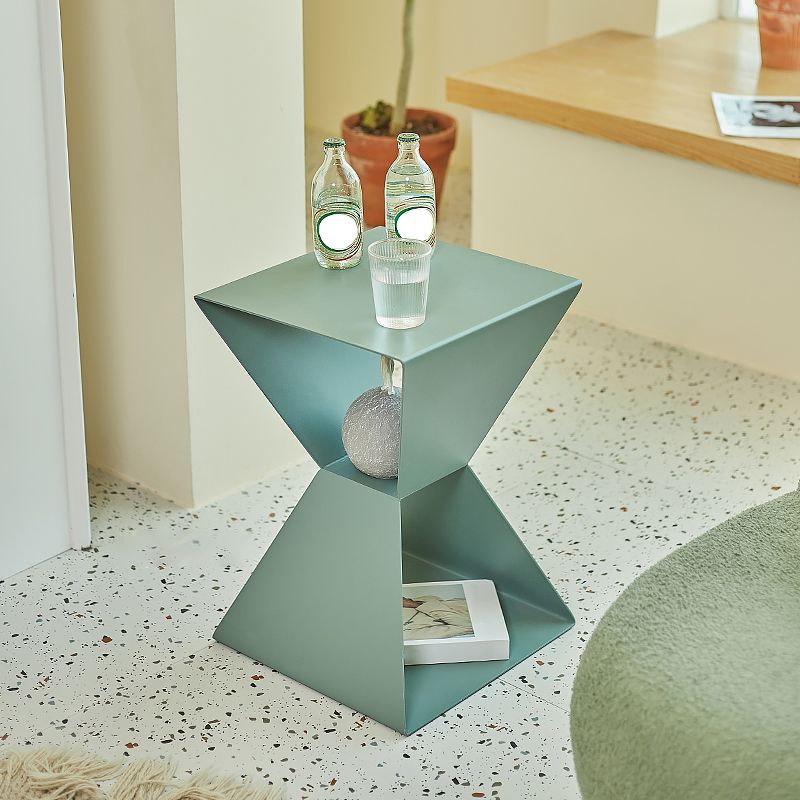 Rectangle Steel Top Side Table 19.68" Tall Abstract Base End Table with Shelves Clearhalo 'Coffee & Accent Tables' 'End & Side Tables' 'end_side_tables' 'furn' 'furn_end_side_tables' 'Furniture' 'Living Room Furniture' 1200x1200_790a70f0-1575-42ee-9103-480b229ed552