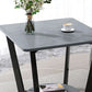 Modernistic Metallic Pedestal End Table Metal Rectangular Slate Top Side End Table