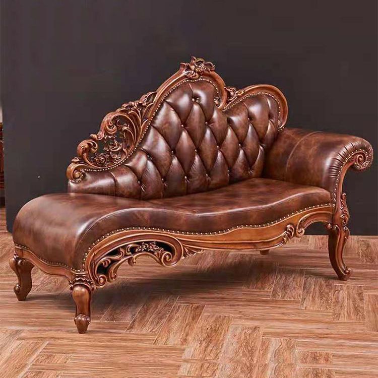 Glam Chaise Lounge Genuine Leather Chaise Lounge Sofa for Living Room Clearhalo 'Chairs & Seating' 'Chaise Lounge' 'chaise_lounge' 'furn' 'furn_chaise_lounge' 'Furniture' 'Living Room Furniture' 1200x1200_790d5d3d-bd1d-4b4e-8c11-c06118dca058