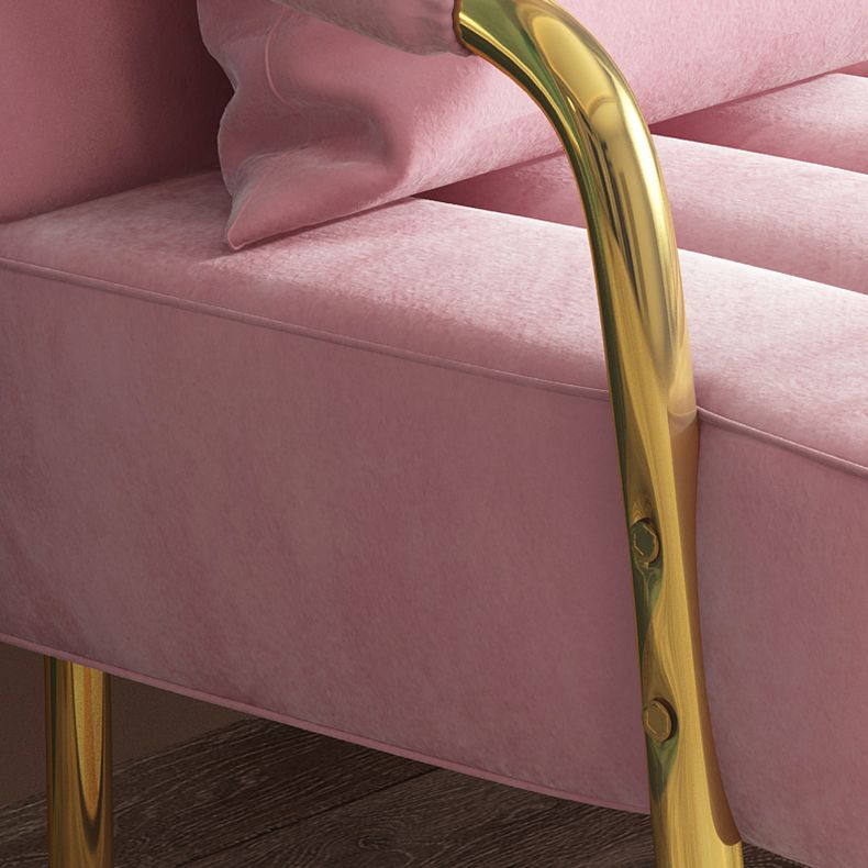 Contemporary Glam Gold Frame Sofa with Sewn Pillow Back for Bonus Room Clearhalo 'furn' 'furn_sofas' 'Furniture' 'furniture_sofas' 'kitchen' 'kitchen_sofas' 'Living Room Furniture' 'Sofa' 'sofas' 1200x1200_790d6295-d910-489c-8feb-b32e14fbeb1a