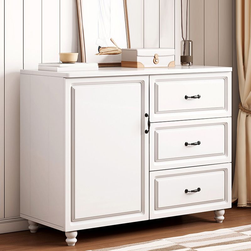 Mid-Century Modern Rectangle Accent Cabinet with Bun Feet and Drawers