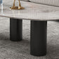 3 Legs Oval Coffee Table Minimalist Slate Coffee Table for Living Room