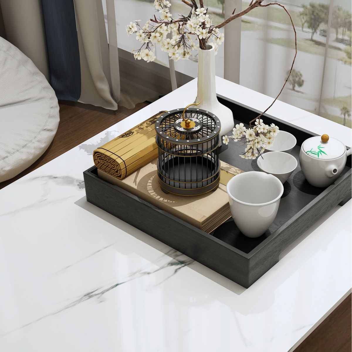 Glam Sled Coffee Table Set Slate Rectangular Coffee Table for Home Clearhalo 'Coffee & Accent Tables' 'Coffee Tables' 'coffee_tables' 'furn' 'furn_coffee_tables' 'Furniture' 'Living Room Furniture' 1200x1200_79155aba-8399-4265-9457-479283224729