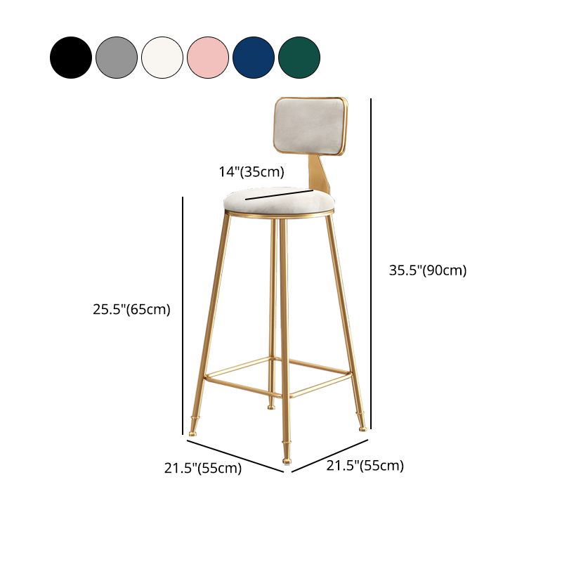 Nordic Style Backrest Counter Stool Iron Cafe Bar Stool with Cushion and Pedal Clearhalo 'Bar Furniture' 'Bar Stools' 'bar_stools' 'furn' 'furn_bar_stools' 'Furniture' 'furniture_bar_stools' 'Kitchen & Dining Furniture' 1200x1200_7917490b-a1ad-42a0-bd48-b412e5c8d7c8