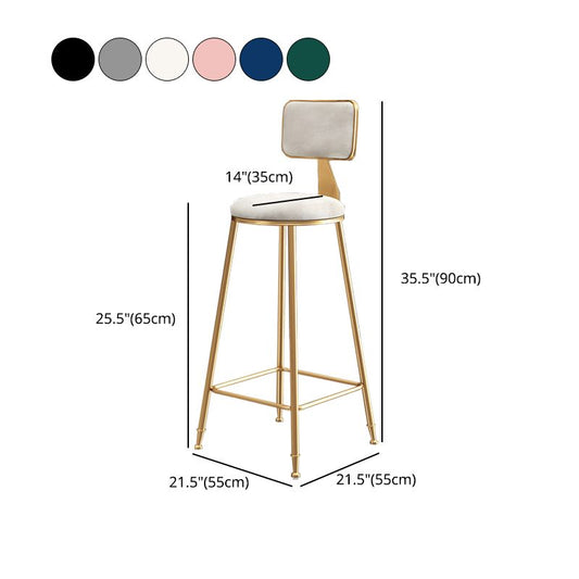 Nordic Style Backrest Counter Stool Iron Cafe Bar Stool with Cushion and Pedal Clearhalo 'Bar Furniture' 'Bar Stools' 'bar_stools' 'furn' 'furn_bar_stools' 'Furniture' 'furniture_bar_stools' 'Kitchen & Dining Furniture' 1200x1200_7917490b-a1ad-42a0-bd48-b412e5c8d7c8