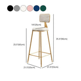 Nordic Style Backrest Counter Stool Iron Cafe Bar Stool with Cushion and Pedal Clearhalo 'Bar Furniture' 'Bar Stools' 'bar_stools' 'furn' 'furn_bar_stools' 'Furniture' 'furniture_bar_stools' 'Kitchen & Dining Furniture' 1200x1200_7917490b-a1ad-42a0-bd48-b412e5c8d7c8