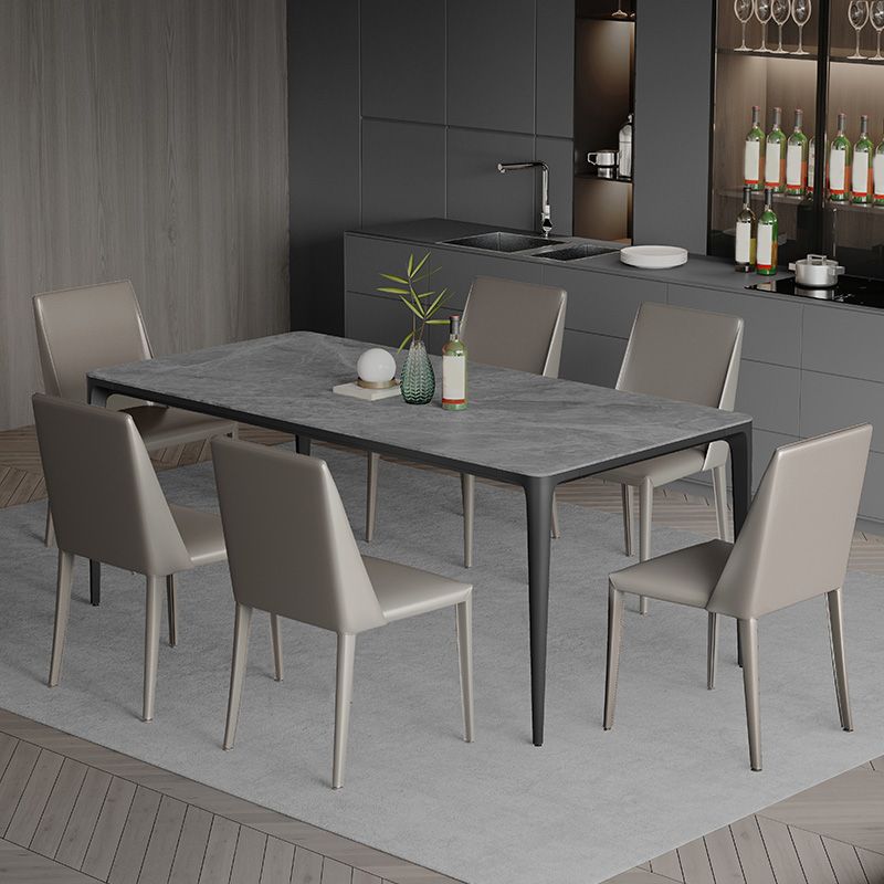 Modern Grey 1/4/5/7 Pieces Dinette Set Rectangle Legs Indoor Dining Table Set Clearhalo 'Dining Room Sets' 'Dining Tables & Seating' 'dining_room_set' 'furn' 'furn_dining_room_set' 'Furniture' 'Kitchen & Dining Furniture' 1200x1200_791831cf-f7c4-4f4c-8220-794ab8e113c6