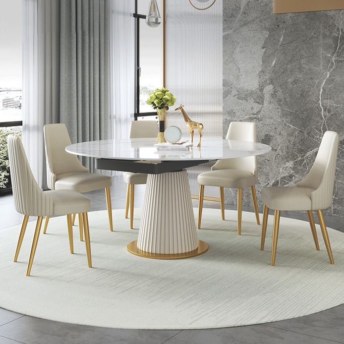 Sintered Stone Top Round Table for Restaurant Luxury White Dining Table with Pedestal Base Clearhalo ' dining_table' 'Dining Tables & Seating' 'Dining Tables' 'furn' 'furn_dining_table' 'Furniture' 'furniture_dining_table' 'Kitchen & Dining Furniture' 'kitchen&dining_furn' 'kitchen' 'kitchen_dining_table' 1200x1200_7918714a-6a8d-4ba1-995e-df1844436b81