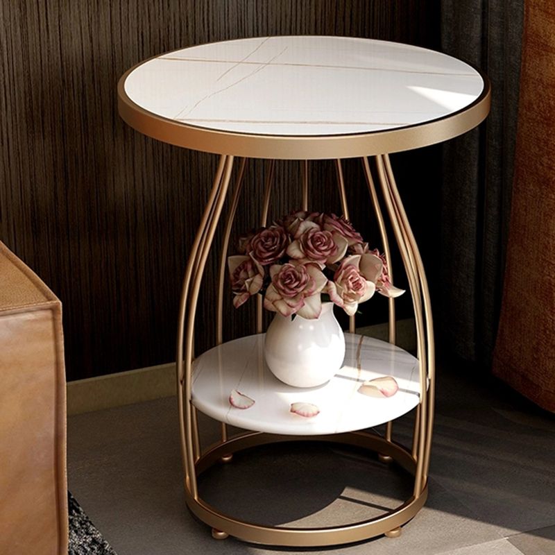 24.8 inch Tall Frame Metal Side Table with Shelf Glam Side End Table Clearhalo 'Coffee & Accent Tables' 'End & Side Tables' 'end_side_tables' 'furn' 'furn_end_side_tables' 'Furniture' 'Living Room Furniture' 1200x1200_791aa297-81d8-4b16-847d-05bb3825ffd3