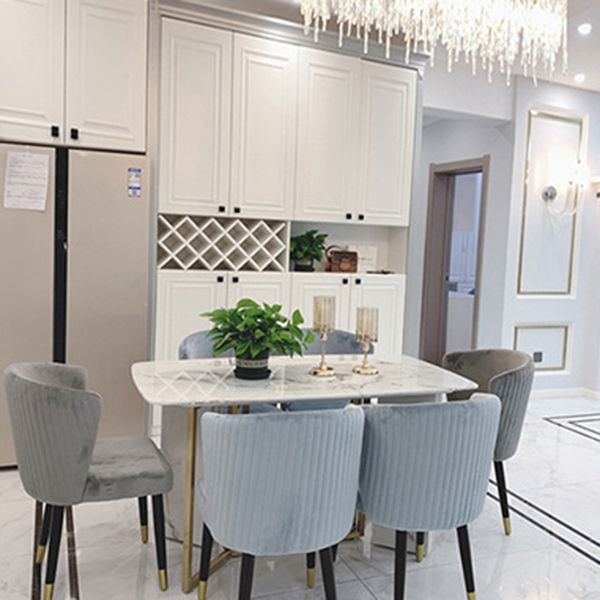 ホームキッチンディナーのための石のトップテーブル長方形のダイニングテーブル