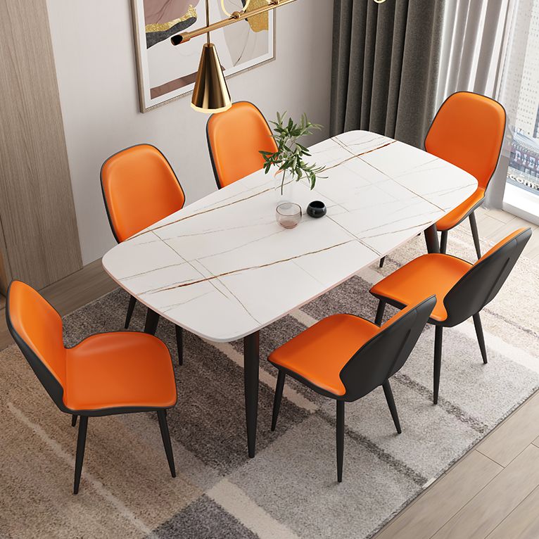 Contemporary Metal Dining Room Chairs Leather Dining Armless chairs for Home Use Clearhalo ' kitchen&dining_furn' 'Dining Chairs' 'Dining Tables & Seating' 'dining_chair' 'furn' 'furn_dining_chair' 'Furniture' 'furniture_dining_chair' 'Kitchen & Dining Furniture' 'kitchen' 1200x1200_791d4b18-590d-4b23-8357-ba483e7b874b