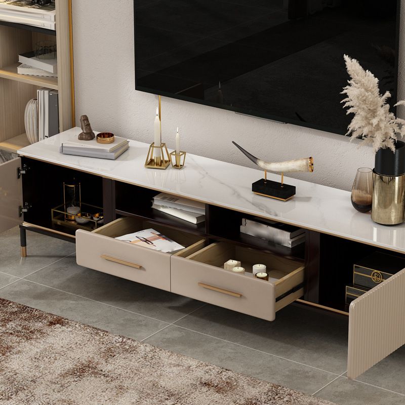 Glam TV Stand Console Stone Media Console TV Stand with 2 Drawers Clearhalo 'furn' 'furn_tv_stands_entertainment_centers' 'Furniture' 'Living Room Furniture' 'TV Stands & Entertainment Centers' 'TV Stands & Media Storage Furniture' 'tv_stands_entertainment_centers' 1200x1200_791e2276-eb63-448a-9fae-57fc9f002f1e