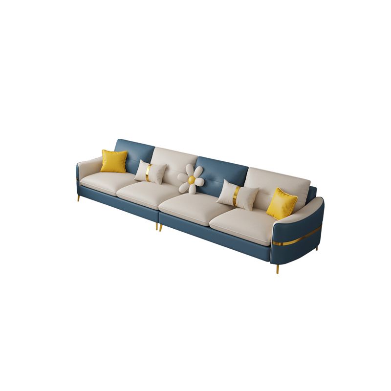 Faux Leather Square Arm Sofa with Pillows, 3/4 seat Sofa for Living Room Clearhalo 'furn' 'furn_sectionals' 'Furniture' 'Living Room Furniture' 'Sectionals' 1200x1200_791f56d7-d1f3-4eba-87c8-657d78592933