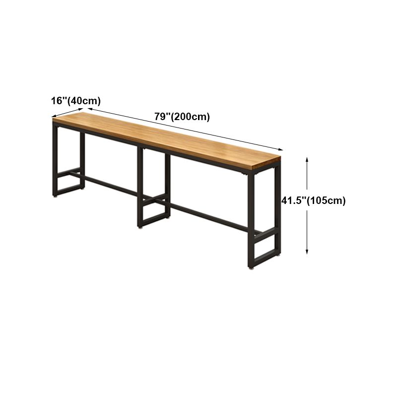 Modern Brown Wood Bar Table with Rectangle Table Top Black Trestle Table - 42" H Clearhalo 'Bar Furniture' 'Bar Tables' 'bar_tables' 'furn' 'furn_bar_tables' 'Furniture' 'furniture_bar_tables' 'Kitchen & Dining Furniture' 1200x1200_79219daa-d1f5-4a60-8ac9-ba59b0475b93