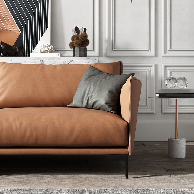 Stationary Living Room Square Arm Standard Orange Sofa with Cushions Clearhalo 'furn' 'furn_sofas' 'Furniture' 'furniture_sofas' 'kitchen' 'kitchen_sofas' 'Living Room Furniture' 'Sofa' 'sofas' 1200x1200_7924f488-e6ad-4f37-b37e-ff4075671df5