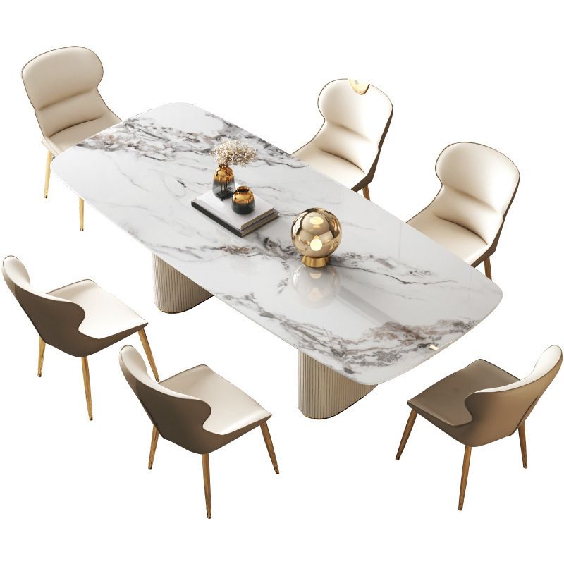 Modern Sintered Stone Table Dining Rectangle Table with Metal Legs for Kitchen Clearhalo 'Dining Tables & Seating' 'Dining Tables' 'dining_table' 'furn' 'furn_dining_table' 'Furniture' 'Kitchen & Dining Furniture' 1200x1200_7925fde4-d632-4946-beac-7fbe83d48a82