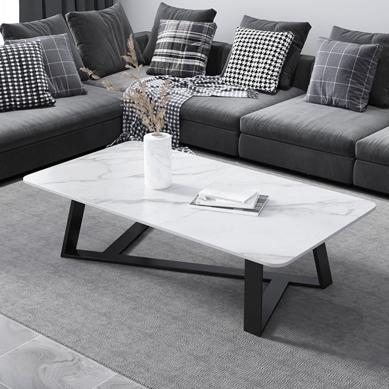 X-Base Coffee Cocktail Table Rectangle Coffee Table with Marble Top Clearhalo 'Coffee & Accent Tables' 'Coffee Tables' 'coffee_tables' 'furn' 'furn_coffee_tables' 'Furniture' 'Living Room Furniture' 1200x1200_79262e7a-daf3-4c5c-86d6-6faf1327e94a