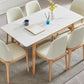 Modern Extendable Dining Table Home Rectangle Sintered Stone Fixed Desk