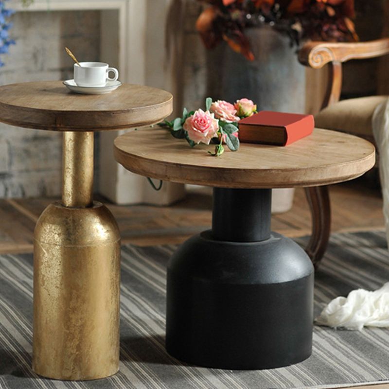 Solid Wood End Slide Table with Ironcraft Pedestal End Table Clearhalo 'Coffee & Accent Tables' 'End & Side Tables' 'end_side_tables' 'furn' 'furn_end_side_tables' 'Furniture' 'Living Room Furniture' 1200x1200_7927def9-d8e1-4d3f-9b99-1f26ed8c5b45
