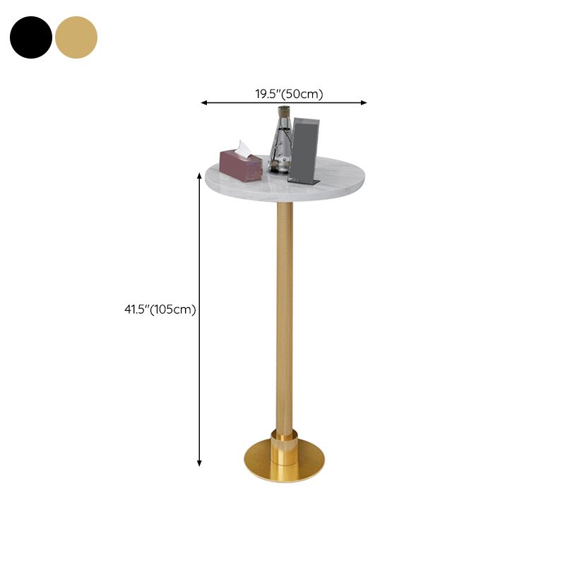 Table de bar avec base en métal Glam et plateau en pierre blanche, table de pub fixe pour patio
