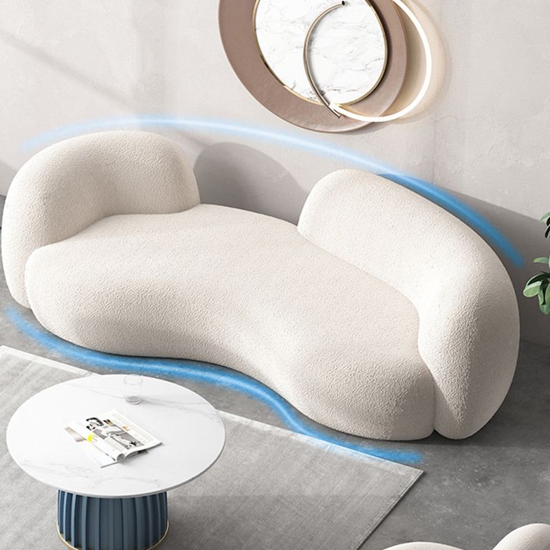 Beige Recessed Arm Curved Sofa Wool Contemporary Sofa for Apartment