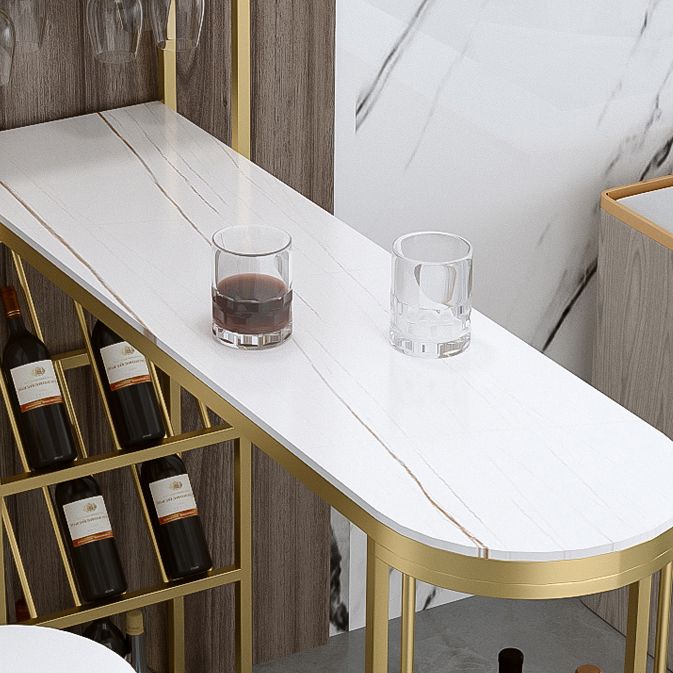Glam Style Gold Iron Bar Table 41.3"H Faux Marble White Top Specialty Bistro Table Clearhalo 'Bar Furniture' 'Bar Tables' 'bar_tables' 'furn' 'furn_bar_tables' 'Furniture' 'furniture_bar_tables' 'Kitchen & Dining Furniture' 'kitchen&dining_furn' 'kitchen' 1200x1200_792ccefd-dca0-4a02-af41-b8208e0755b1