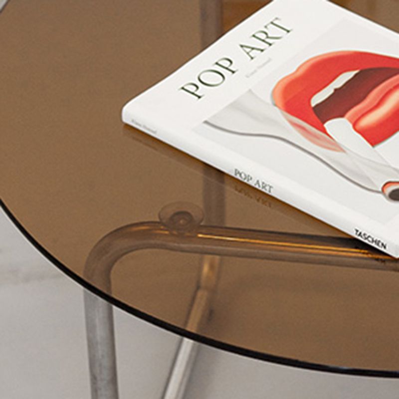 Modern Glass Coffee Table Round Sled Coffee Table for Living Room Clearhalo 'Coffee & Accent Tables' 'Coffee Tables' 'coffee_tables' 'furn' 'furn_coffee_tables' 'Furniture' 'Living Room Furniture' 1200x1200_79366bef-3b1e-4f8f-b32b-1814131e53a7