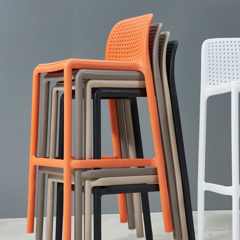 Modern Armless Backrest Counter Stool Plastic Bar Stool with Plastic Seat and Pedal Clearhalo 'Bar Furniture' 'Bar Stools' 'bar_stools' 'furn' 'furn_bar_stools' 'furniture_bar_stools' 'Kitchen & Dining Furniture' 'kitchen&dining_furn' 'kitchen' 'kitchen_furn' Furniture' 1200x1200_7936c7b7-de5b-4ad7-b9a1-ed51ceea4a34