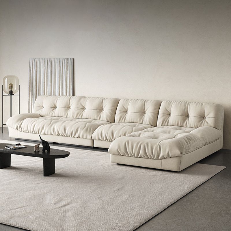 Modern Tufted Back Sofa Sectional Cream Armless Sofa and Chiase Clearhalo 'furn' 'furn_sectionals' 'Furniture' 'furniture_sectionals' 'kitchen' 'kitchen_sectionals' 'Living Room Furniture' 'Sectionals' 1200x1200_793882b2-c483-40bf-9d6b-26eaa7ea6f3e