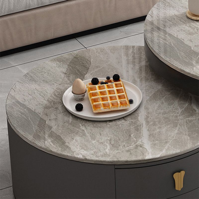 Modern Round Glass Cocktail Table Set Iron Frame Coffee Table with Drawers Clearhalo 'Coffee & Accent Tables' 'Coffee Tables' 'coffee_tables' 'furn' 'furn_coffee_tables' 'Furniture' 'Living Room Furniture' 1200x1200_7939ab90-530b-4dc7-aa3e-50535fd178fb
