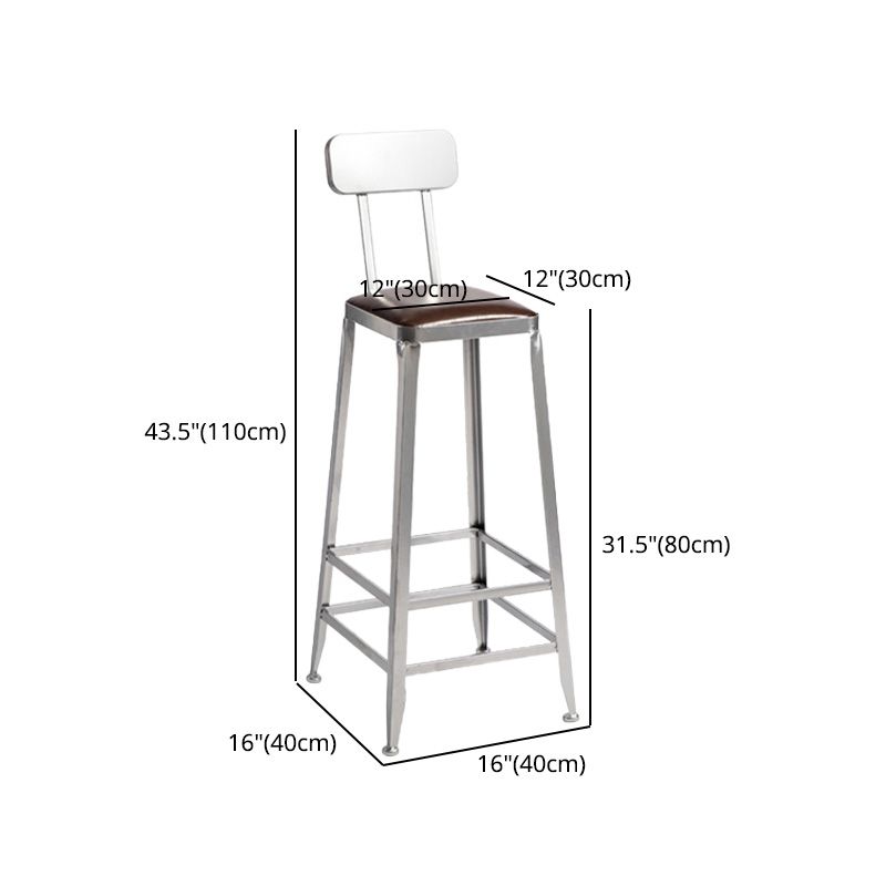 Industrial Coffee Shop Footrest Stools Silver Iron Bar Stool Clearhalo 'Bar Furniture' 'Bar Stools' 'bar_stools' 'furn' 'furn_bar_stools' 'Furniture' 'furniture_bar_stools' 'Kitchen & Dining Furniture' 1200x1200_793d1bfb-7283-4e26-b8e2-9307e240fb61