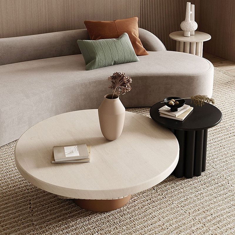 Contemporary Coffee Table Pedestal Solid Wood Round Cocktail Table Clearhalo 'Coffee & Accent Tables' 'Coffee Tables' 'coffee_tables' 'furn' 'furn_coffee_tables' 'Furniture' 'Living Room Furniture' 1200x1200_793d3f0d-4b4f-4716-834c-fb8076fa28c3