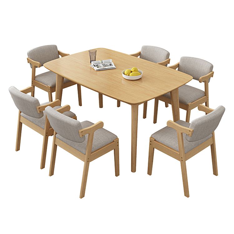 Contemporary Rectangle Shape Solid Wood Dining Set Khaki Standard Dining Set for Kitchen Clearhalo 'Dining Room Sets' 'Dining Tables & Seating' 'dining_room_set' 'furn' 'furn_dining_room_set' 'Furniture' 'furniture_dining_room_set' 'Kitchen & Dining Furniture' 'kitchen&dining_furn' 'kitchen' 1200x1200_793e7987-2622-43d4-bc13-ef0ea96cf1ec