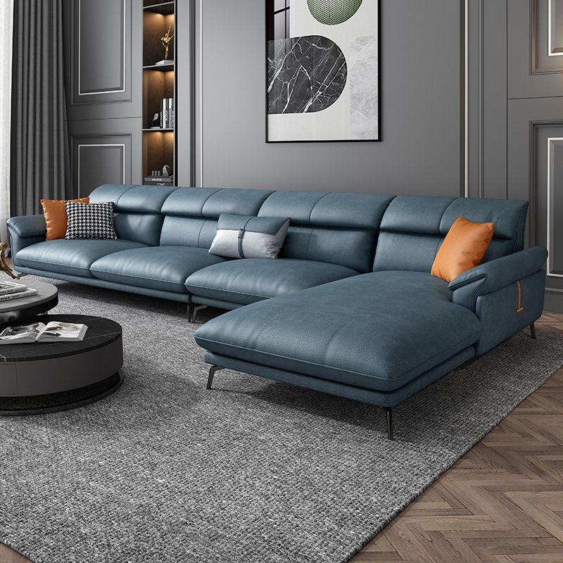 Modernismus Flared Arm Sectional 4-Sitzer Faux Lederabschnitt