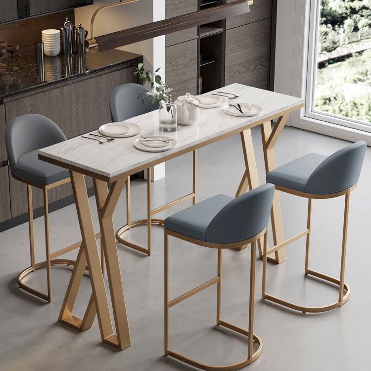 Glam Style Bartafelset 1/2/5-delige rechthoekige bartafel met metalen hoge krukken voor thuis