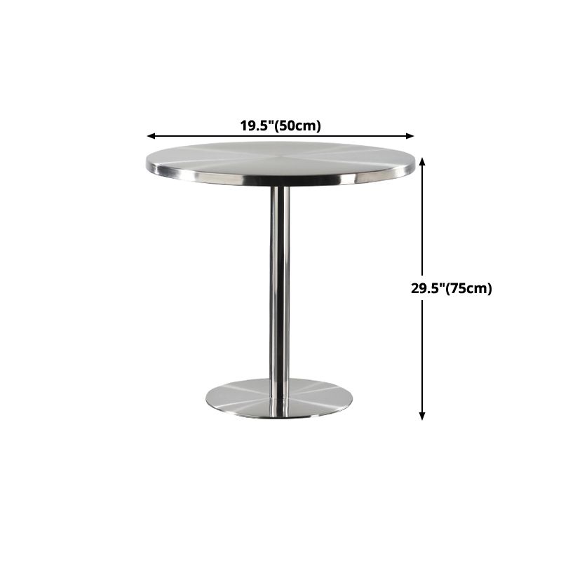 Metal Contemporary Sliver Dining Table Stainless Steel Dining Table with Pedestal Base Clearhalo ' dining_table' 'Dining Tables & Seating' 'Dining Tables' 'furn' 'furn_dining_table' 'Furniture' 'furniture_dining_table' 'Kitchen & Dining Furniture' 'kitchen&dining_furn' 'kitchen' 'kitchen_dining_table' 1200x1200_7948e93b-f857-47f1-8ee1-3a04fe85cd53
