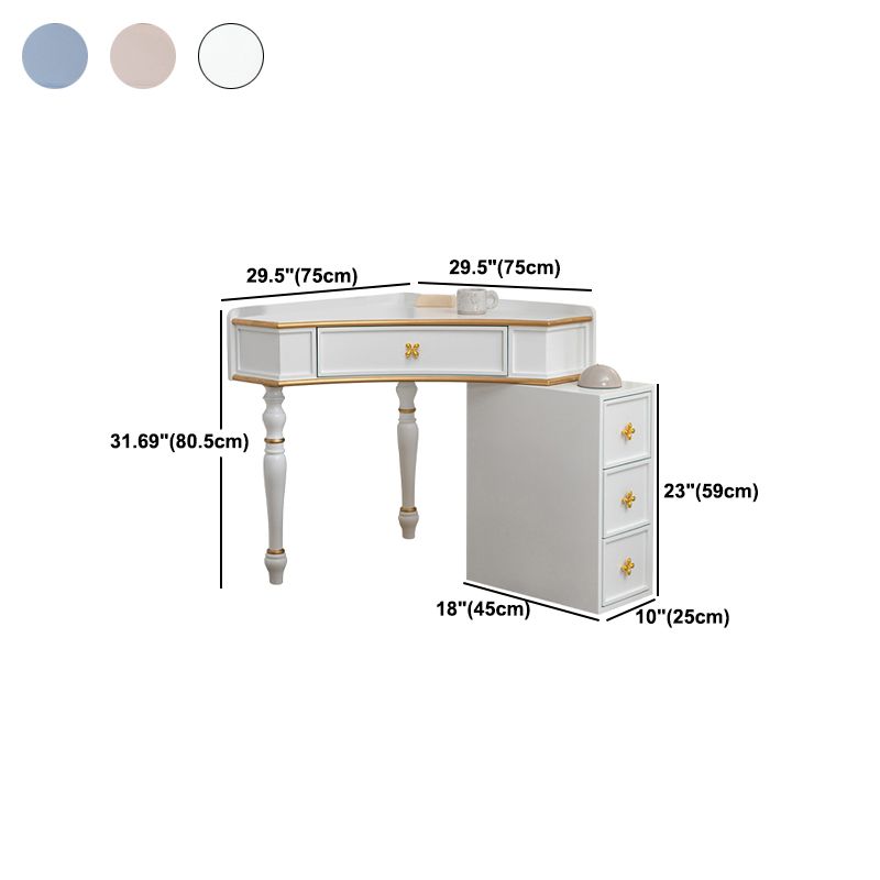 1/4 Drawers Solid Wood Vanity Desk Victorian Makeup Vanity Desk