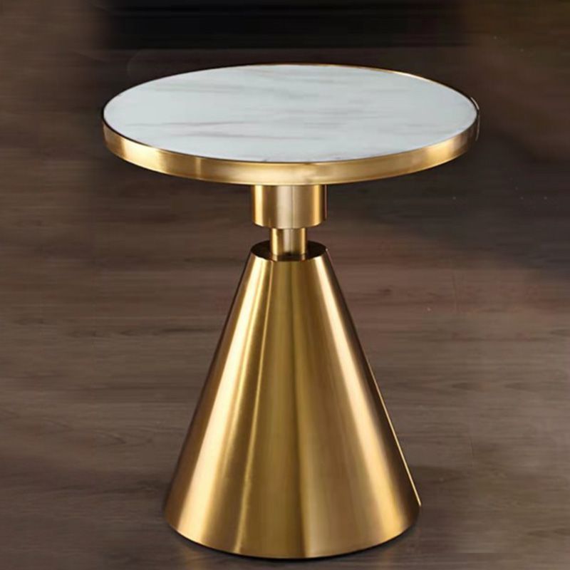 Contemporary Round Table Top End Table with Metal Pedestal Leg Clearhalo 'Coffee & Accent Tables' 'End & Side Tables' 'end_side_table' 'end_side_tables' 'furn' 'furn_end_side_tables' 'Furniture' 'furniture_end_side_table' 'Living Room Furniture' 1200x1200_7949cb8e-247e-40fa-ab46-ab99f1e09ee9
