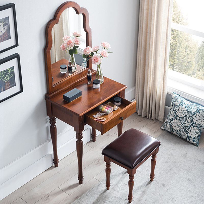 29.5 "高さの茶色/白い木材メイクの引き出しと鏡付きの虚栄心