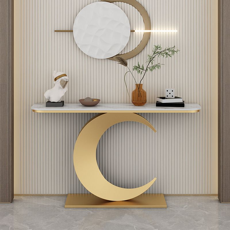 31.5" Tall Stone Console Table Glam Scratch Resistant End Table