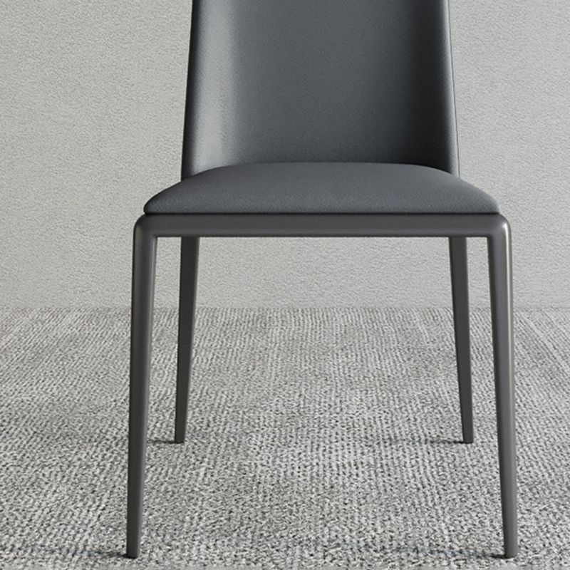 Silberbein zeitgenössischer Kunstleder -Esszimmerstuhl für Zuhause