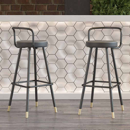 Glam Footrest Round Counter-height Stool Low Back Leather Counter Stool Clearhalo 'Bar Furniture' 'Bar Stools' 'bar_stools' 'furn' 'furn_bar_stools' 'Furniture' 'furniture_bar_stools' 'Kitchen & Dining Furniture' 1200x1200_794f8d63-16fb-4f2d-907e-6c681fa24dca