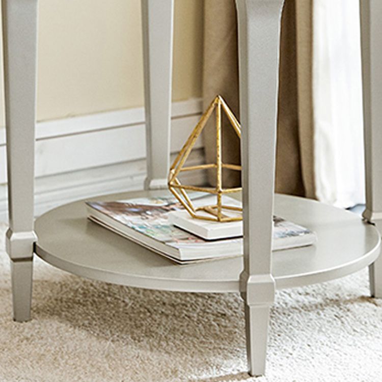 Modernistic Round Double Tier End Table Solid Wood 4 Legs End Table Clearhalo 'Coffee & Accent Tables' 'End & Side Tables' 'end_side_tables' 'furn' 'furn_end_side_tables' 'Furniture' 'Living Room Furniture' 1200x1200_79510983-46b4-43b5-afbf-b23b9c3bd5b5