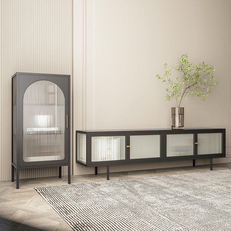 Home Metal TV Console Industrial Rectangle TV Cabinet with Glass Doors Clearhalo 'furn' 'furn_tv_stands_entertainment_centers' 'Furniture' 'Living Room Furniture' 'TV Stands & Entertainment Centers' 'TV Stands & Media Storage Furniture' 'tv_stands_entertainment_centers' 1200x1200_795289cd-08cc-4c4d-9709-1273d057f05f