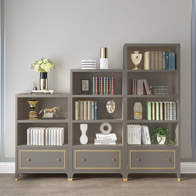 Vertical Glam Standard Bookcase Beech Closed Back Bookcase with Drawer Clearhalo 'Bookcases' 'furn' 'furn_bookcases' 'Furniture' 'Office Furniture' 1200x1200_7952a1cb-d865-4616-9d48-a5870a156240