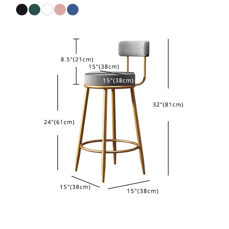 Glam Metal Upholstered Bar Stool Bristol Barstool with Iron Legs and Low Back Clearhalo 'Bar Furniture' 'Bar Stools' 'bar_stools' 'furn' 'furn_bar_stools' 'furniture_bar_stools' 'Kitchen & Dining Furniture' 'kitchen&dining_furn' 'kitchen' 'kitchen_furn' Furniture' 1200x1200_7953fdb3-390b-468b-a18c-0ea8a3aaa717