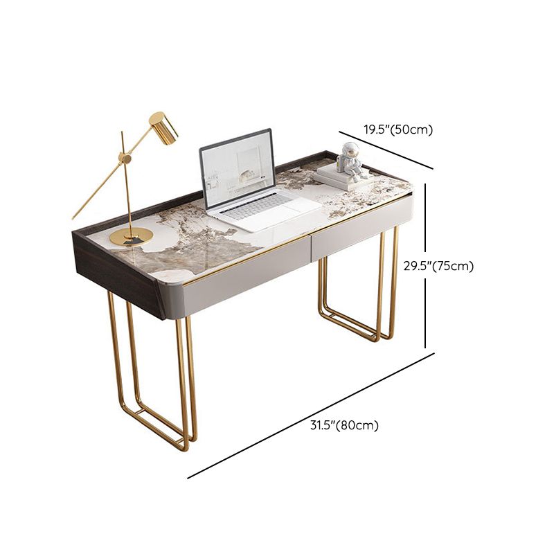 2 Drawers Writing Desk Stone 29.53" Tall Office Desk with Sled Base Clearhalo 'furn' 'furn_office_desk' 'Furniture' 'Office Desks' 'Office Furniture' 'office_desk' 1200x1200_7954dda5-04e6-4c99-927e-00651989bfb5